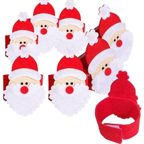 100pcs Christmas Napkin Rings Handmade Non-woven Fabrics Santa Claus Napkin Buckle For Hotel Home Table Decoration