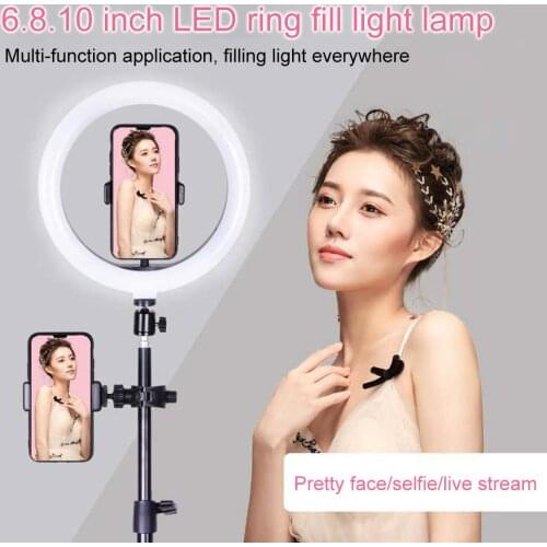 16cm Video Light Dimmable LED Selfie Ring Light USB ring lamp Photography Light with Phone Holder tripod stand for Makeup