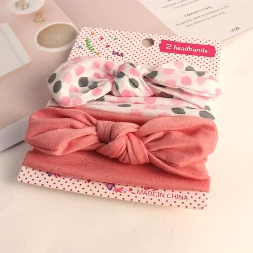2Pcs/Set Flower Print Baby Headband Cute Bowknot Elastic Girls Hairband Newborn Hair Band Baby Hair Accessories