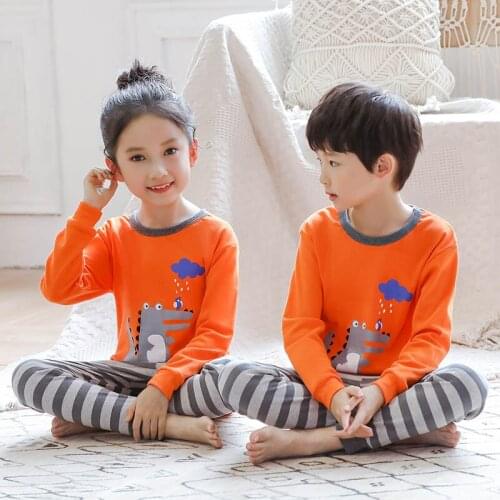 2021 Cartoon Kids Pajama Sets Cotton Long Sleeve Clothing Set Spring Winter Child Pyjamas Set Baby Girls Boys Sleep Wear