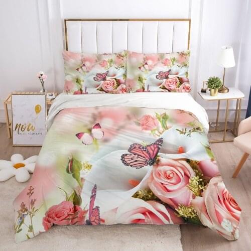 3D Flower Design Duvet Cover Set Bedding Sets Quilt Covers and Pillow cases King Queen Full Twin Size Linens Bed