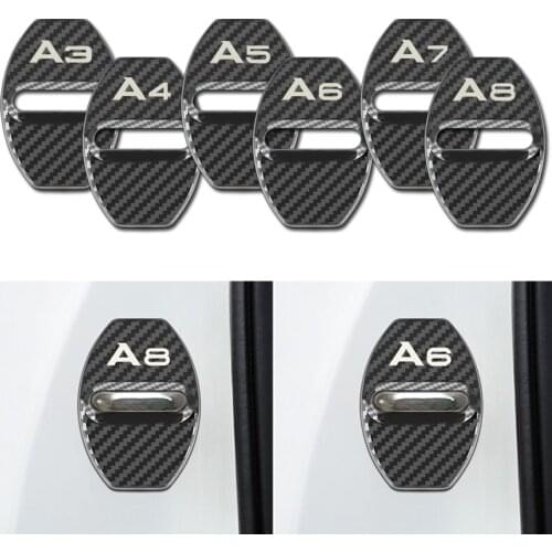 4pcs Carbon fiber Door Lock Car Styling For Audi A3 A4 A5 A6 A7 A8 Auto Accessories Car-Styling