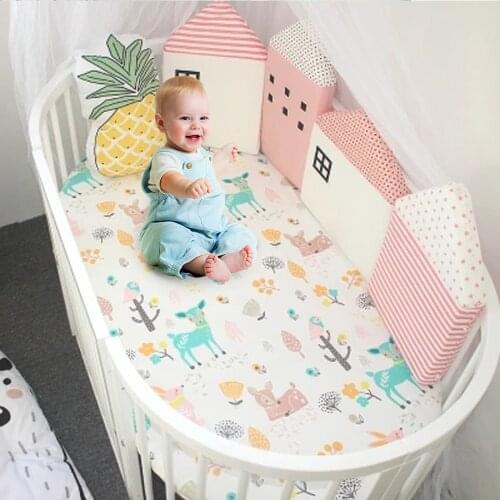 4Pcs/Lot Baby Bed Bumper Baby Bed Fence Combination House Comfortable Protect Newborn Cot Around Pillows Bumpers In The Crib
