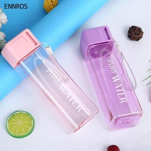 500ml square plastic water bottle, bisphenol a sports water bottle, for school students, water bottle and cup