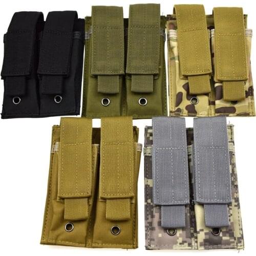 9MM Tactical Double Mag Pouch Hunting Bag Double Pistol Magazine Pouch for Glock 17/M9/USP/PPK/PP/PX4/G2C/P226
