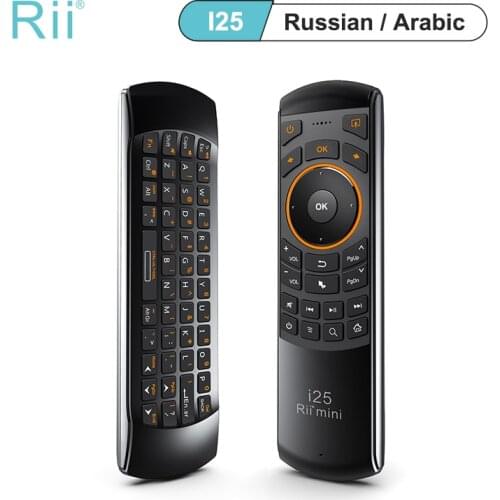 Rii Mini i25A 2.4G Wireless Russian English Keyboard Fly Air Mouse IR Extender Learning Remote Control For Android Smart TV IPTV