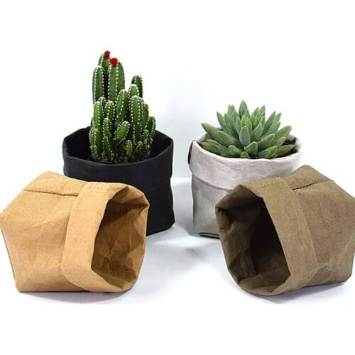 Mini Succulents Kraft Paper Flower Pot Cover Washable Storage Bags Plants Flowerpot Bag Children Room Sundries Organizer Pouch