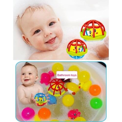 Baby Rattle Ball Colorful Sensory Ball Toy Soft Ring Bell Early Educational Plastic Ball Biteable Toy