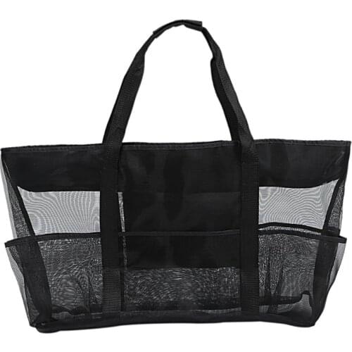 Breathable Multiple Pockets Mesh Storage Bag Large Capacity Mesh Bag Beach Picnic Travel Bag Tote Storage Pouch Handbag