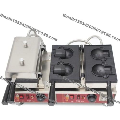 Commercial Use Non-stick 110v 220v Electric 4pcs Ice Cream Taiyaki Cartoon Bear Waffle Maker Iron Machine Baker Mold Plate