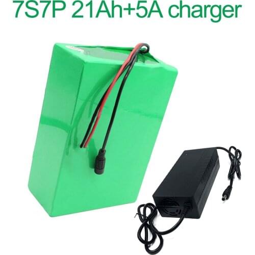 With 5A charger 24V 21Ah 25.9V 7S7P 18650 Li-ion Battery Pack E-Bike electric bicycle 140x140x70mm