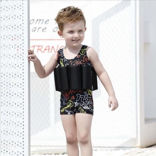 Hot sale 2017 new black music children kid boys swimwear Buoyant swimsuit baby boy bodysuit floating swimming pool swimwear 321