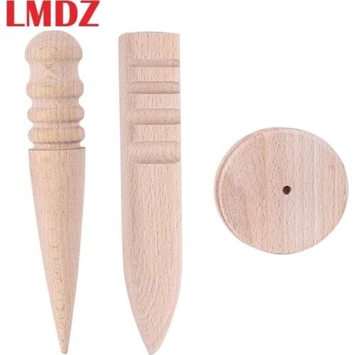 LMDZ Leather Edge Burnisher Wood Slicker Polished Edge Solid Wood Round Burnishing for Leather Craft Working Tool Multi-Size