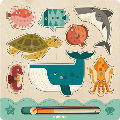 Magnetic Fishing Panels Ocean Puzzle Developmental Games Wooden Jigsaw Board