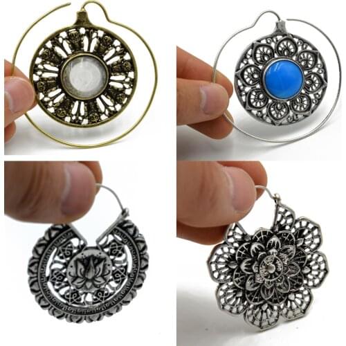 Brass Copper Tribal Indian Spiral Drop Earring Weight Charming Jewelry Dangle Ear Piercing Style