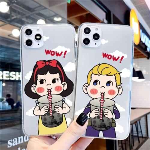 Cute Cartoon Peko silicone Phone Case For iPhone 11pro 12pro MAX XS MAX 11 Pro SE Xs XR 8 7 6 Plus Milk Tea Girl boy Soft Cover