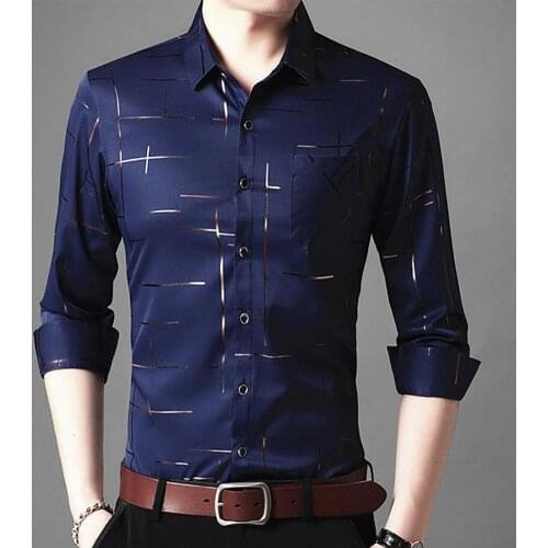 2021 Casual Turn Down Collar Long Sleeve Slim Men Shirt Spring Social Dress Shirts Mens Fashions Jersey