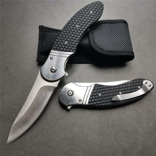 9-inch Knife, 55-56HRC Black G10 Handle 5Cr13 Steel Blade, Sharp Folding Knife, Small EDC Knife for Survival Hunting