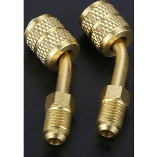 Air Condition R410a Angled Adaptor Connector 5/16" SAE Female To 1/4" SAE Male Swivel Adapter for Mini Split HVAC System