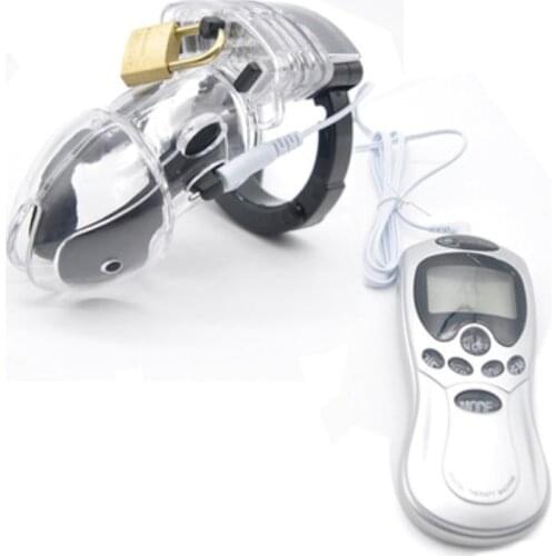 Electric Shock Chastity Lock Belt To Adjust Masturbator Lock Penis Lock SM Prop CB Penis Chastity Device Male Sex Toys