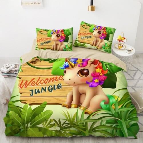 Cartoon bedding double bed Duvet cover 140x200 bed linen 2 sp Bedding for Baby children Bed Set Dinosaur unicorn jurassic park