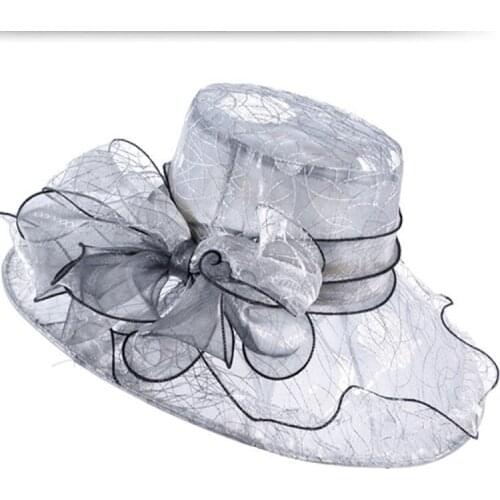 Bow Organza Hat Sun Hats For Women Wide Birm Panama Beach Hat Summer Girls Bucket Caps Womens Flowers Bone Chapeu Feminino