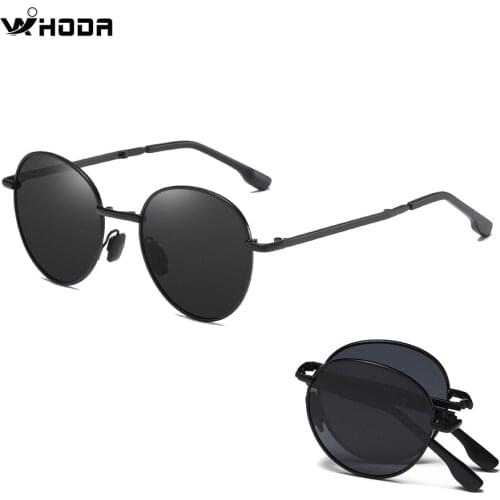 2020 Mens Folded Polarized Round Sunglasses , Black Mirror Colorful Sun Glasses UV400 Protection Portable Eyeglasses S192