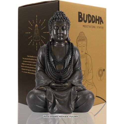 Nacome Buddha Statue Home Room Decor Buda Figurine Zen Garden Outdoor Decorations Sculpture With Necklace Yard Ornaments