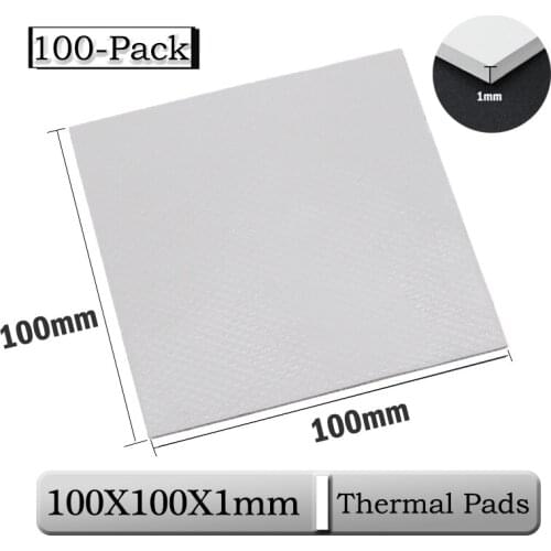 100 Pcs/Lot Gdstime 100mmx100mmx1mm 10cm 0.1cm Thickness White Thermal Conductive Silicone CPU Heatsink Pad