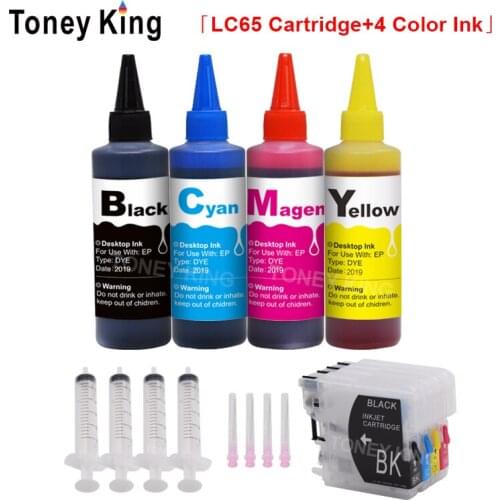 Toney King LC 65 XL Printer Ink Cartridge For Brother LC11 LC16 LC38 LC61 LC67 LC980 LC990 LC1100 J270W 290C 295CN+400ml Dye Ink