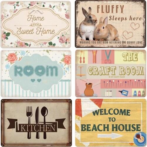 Vintage Cozy Doorplate Room Metal Plaques Retro Tin Signs Wall Art Painting for Restaurant Garden House Door Home Decoration