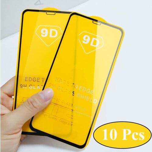 10pcs 9D Full Glue Tempered Glass Screen Protector Guard Film For Huawei P50 P40 Lite E Mate 40 30 Y5P Y6P Y7P Y8P Y8S Y7A Y9A