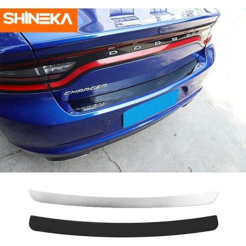 SHINEKA Aluminum alloy Door Sill Scuff Panel Car Exterior Rear Bumper Guard Plate Protector Accessories For Dodge Charger 2015