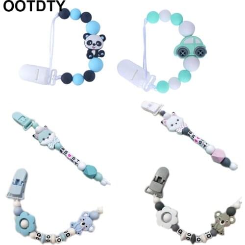 Baby Pacifier Clips BPA Free DIY Pacifier Chain with Silicone Beads Holder Infant Feeding Teething Chew Toys Dummy Clips