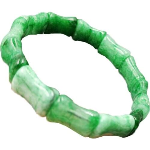 Womens Bamboo Festival Bracelets Green Emerald Jade Bamboo Bracelet Knot Master Bracelet Gift for Females Fine Jewelry