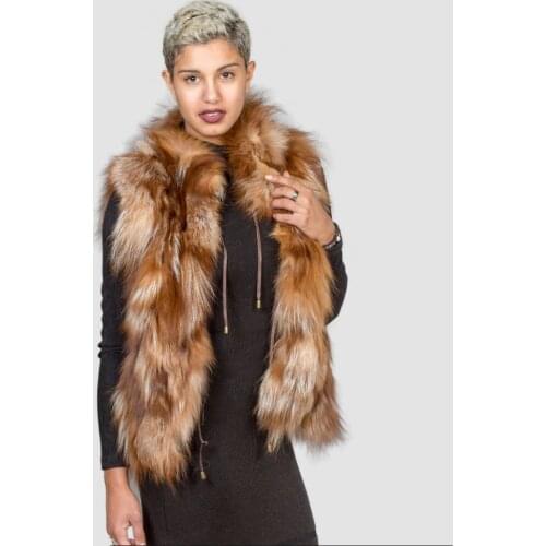Ladies genuine fox fur waistcoat silver fox fur vest 100% fox fur coat winter warmth fashion European street style