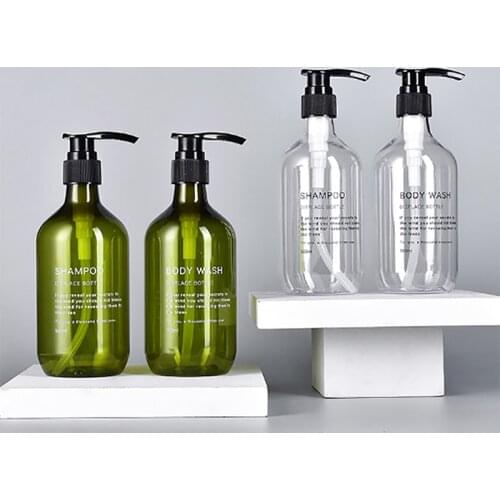 1Set Refillable Liquid Soap Dispenser Bottles for Bathroom Press Pump Bottles for Body Soap Shampoo Conditioner with Printed Lab