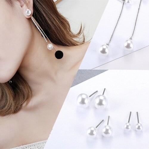 10pcs 5/7/10mm White Imitation Pearls Stud Earrings Without Earring Back for DIY Jewelry Making Accessories for Women Girls