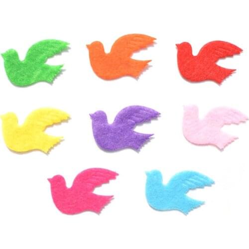 120Pcs Mixed Colors Peace Dove Fabric Patches Felt Scrapbooking Accessories Bird Shape Applique for Craft/Clothing K51