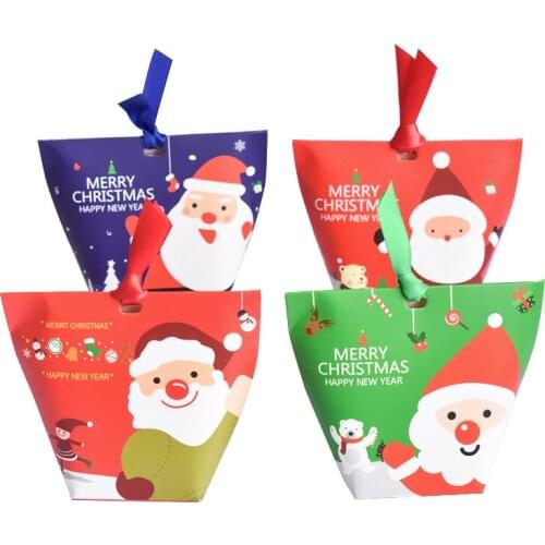 24pcs Mix color candy Box bag New craft paper Wedding Favor Gift Boxes pie Party Box bags Christmas Santa kraft promotion