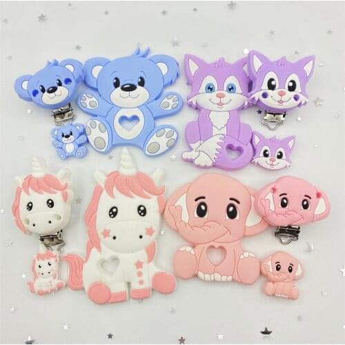 3Pcs Fox Bear Silicone Nipple Bead Tooth Rope DIY Chain Baby Molar Care Cartoon Food Grade BPA Free Baby Oral Care Products