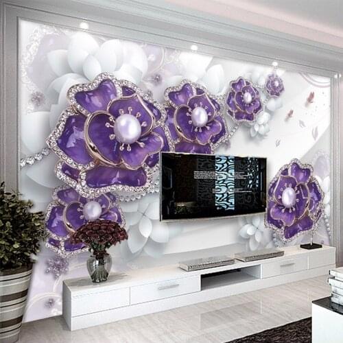 3D Wallpaper Stereo Flowers Pearls And Jewels Photo Wall Murals Living Room TV Sofa Backdrop Wall Cloth Luxury Decor Wall Papers