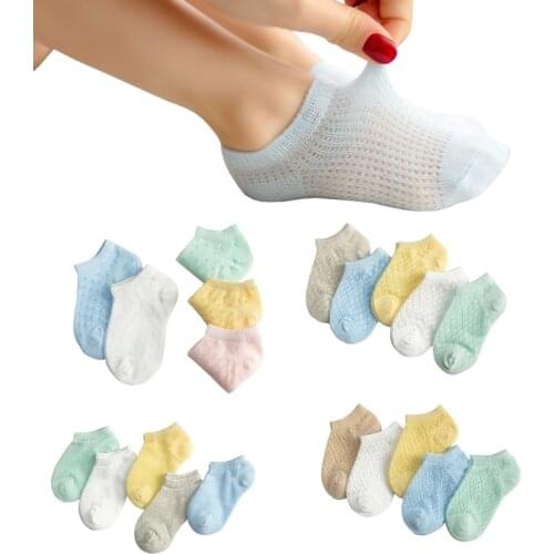 5Pair/lot New childrens socks spring summer cotton thin casual baby kids baby