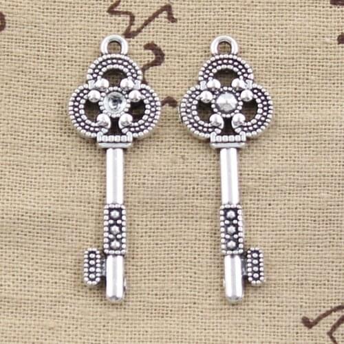 6pcs Charms Vintage Skeleton Key 46x18mm Antique Making Pendant fit,Vintage Tibetan Silver color,DIY Handmade Jewelry