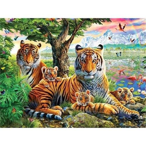 Diamond Embroidery Full Display 5D Square/Round Diamond Painting Tiger Diamond Mosaic Animals Cross Stitch Decor Factory Direct