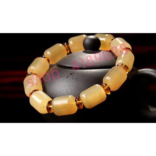 Natural Tibetan sheep horn bucket shaped beads bracelet, horn carving crafts accessories