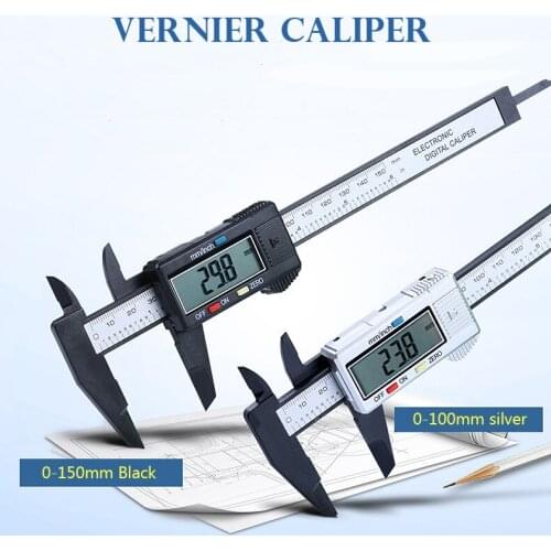 Digital Vernier Calipers measure 150mm 6inch LCD Electronic Carbon Fiber Gauge height measuring instruments micrometer free ship