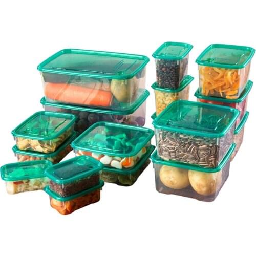 Sealed Rectangle Crisper Refrigerator Plastic Green Lid Food Storage Boxes Preservation Box Container Kitchen Supply