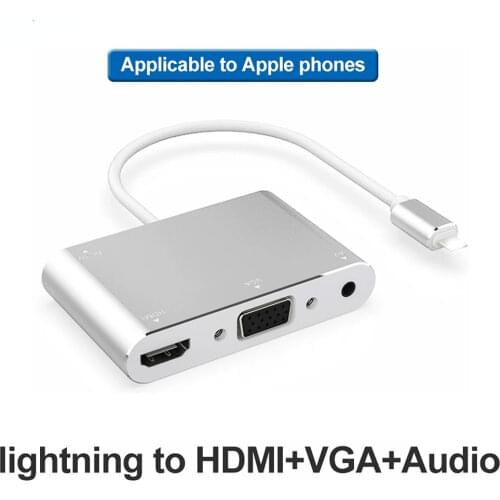 HDTV OTG Cabo Para iPhone A HDMI VGA 3.5mm Adaptador DE Audio Adaptador DE Video Para iPhone estende Hub Para iphone/ipad ar/min