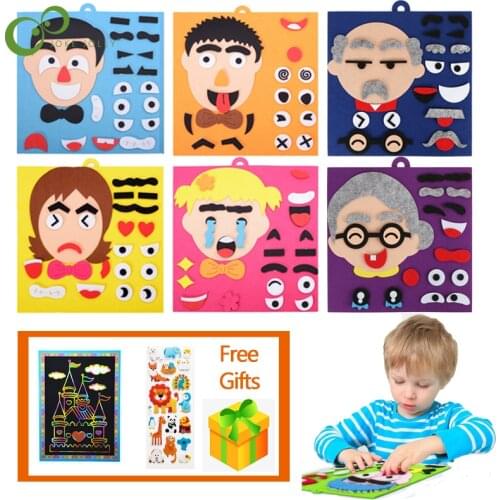 30*30CM DIY Toys Emotion Change Puzzle Toys Creative Facial Expression Kids Learning Educational Toys For Children Funny Set YJN